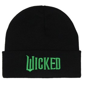 Wicked Embroidered Raised 3D Movie Logo Adult Knit Cuff Beanie Winter Cap OSFM - 1 of 4