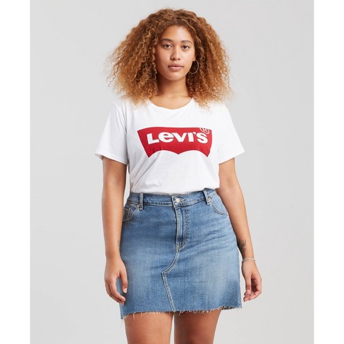 Levi's® Women's Plus Size Perfect Short Sleeve Housemark Logo T-shirt -  White Company Logo 4x : Target