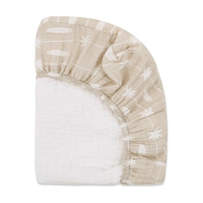 Beach Bum Quilted Beige Organic Cotton Changing Pad Cover