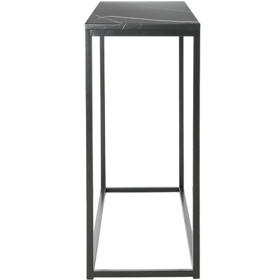 Transitional Black Marble & Metal Console Table - 39" Rectangular