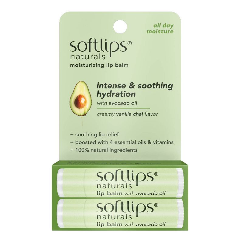 Softlips Naturals with Avocado Oil Lip Balm - Vanilla Chai - 0.15oz/2ct, 1 of 10