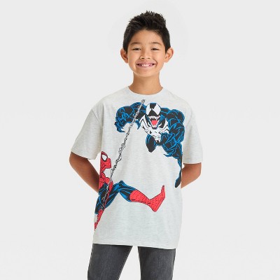 Boys' Spider-Man Wrap Short Sleeve Graphic T-Shirt - Oatmeal Beige