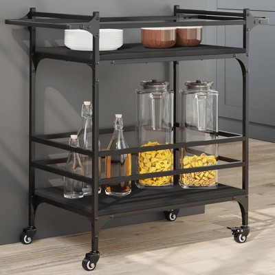 vidaXL Kitchen Trolley Black 32.3 in.x15.7 in.x30.9 in. Engineered Wood