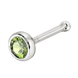 Jewelry Avalanche 22G 14K Gold Bezel-set Peridot Ball-end Nose Stud - 1 of 3