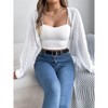 Womens Open Front Ribbed Knit Cropped Bolero Shrugs Drop Shoulder Long Sleeve Loose Fit Knitted Cardigan Crochet Hollow Out Y2K Sweater Tops - 4 of 4