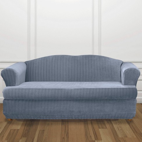 Farmhouse Basketweave Sofa Slipcover Oatmeal - Sure Fit : Target