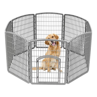 Iris Usa 34 Inch Exercise 8-panel Pet Playpen With Door, Chrome : Target