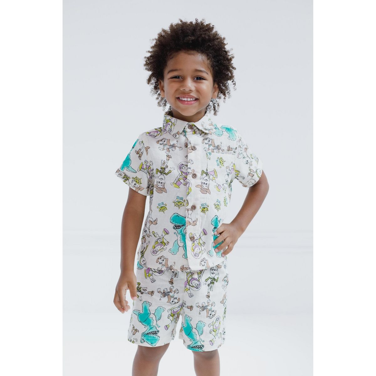 Disney Toy Story Baby Cotton Gauze Matching Family Button Down Shirt Shorts Outfit Set Infant - thumbnail 3