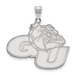 Black Bow Jewelry 10k White Gold Gonzaga Bulldogs NCAA Extra Large Pendant - 1 of 3
