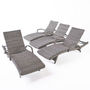 GDFStudio Keira Outdoor Wicker and Aluminum Chaise Lounges - 1 of 4