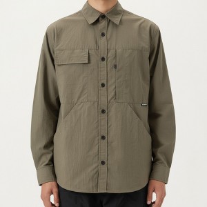 Anna-Kaci Active Men's Long Sleeve Button-Up Utility Shirt with Chest Pocket and Structured Stitch Detailing - 1 of 4