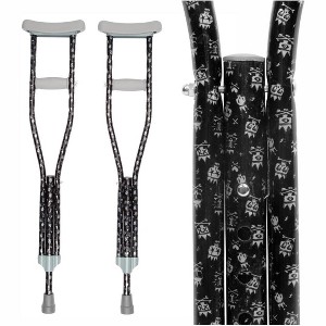 My Crutches - Fashionable Designed Crutches w Underarm Pad for Kids w Adjustable Handgrip & Length for Heights 3'9" to 4'5" (Crossbones) - 1 of 4