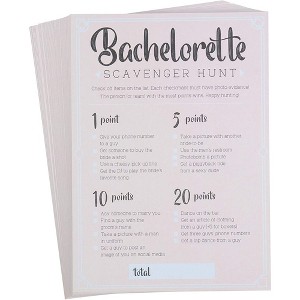 Juvale Bachelorette Party Game, 50-Pack Bar Scavenger Hunt Drinking Games and Dares, Fun Novelty Cards for Adults, Girls Night Out, Bridal Shower - 1 of 4