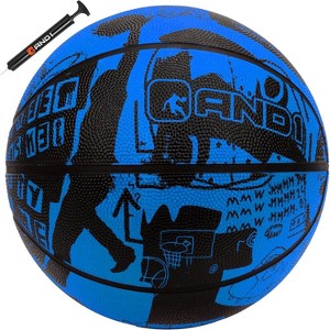 AND1 Street Art 27.5 Basketball: Youth Sized Rubber Streetball for Indoor and Outdoor Use, Deep Channel Construction and Durability, Blue - 1 of 4