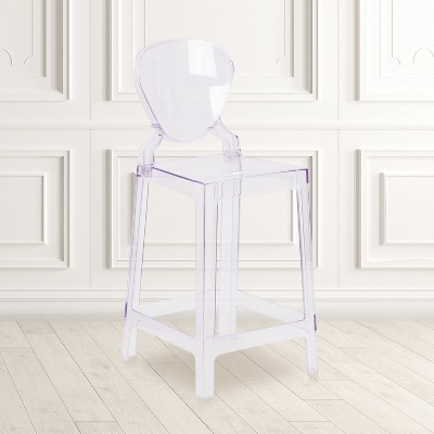 Crystal Clear Polycarbonate Modern Ghost Counter Stool