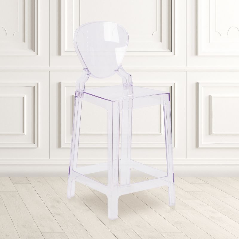 Flash Furniture Ghost Counter Stool with Tear Back in Transparent Crystal, 2 of 6