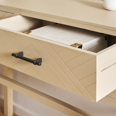 Ajana Natural Wood and Metal 2-Drawer Console Table