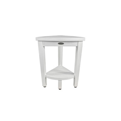 CoastalVogue 15" FlexiCorner ED1123 Wide Teak Wood Shower Bench/Stool : Microfiber, Machine Washable, Non-Slip Backing