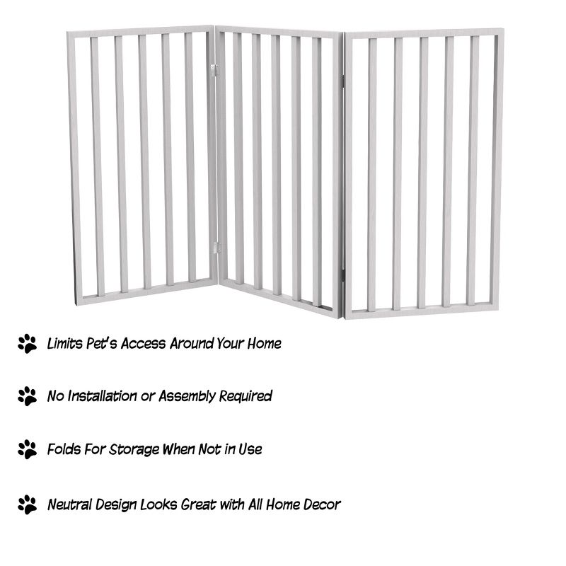 Indoor Pet Gate - 3-Panel Folding Dog Gate for Stairs or Doorways - 54x32-Inch Tall Freestanding Pet Fence for Cats and Dogs by PETMAKER (White), 3 of 8
