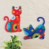 Collections Etc Colorful Floral Cats Metal Wall Art Sculpture 9" x 0.69" x 10" Red - 3 of 4