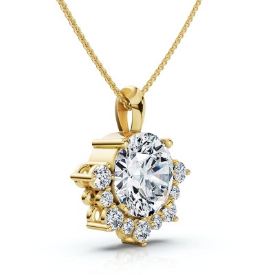 Pompeii3 Certified 3.25Ct Diamond Pendant 14k Gold 18" Women's Necklace Lab Created FG/VS
