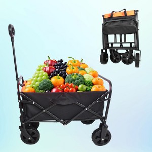 CAVINAS Large Capacity Folding Wagon Cart, Shopping Cart with 600D Oxford Fabric, Utility Cart for Camping, Shopping - 1 of 4