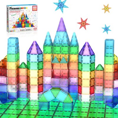 PICASSO-TILES 101 Piece Magnetic Tiles, Educational Building Blocks, Stem Toy for Kids