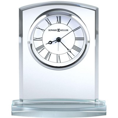 Starphire Crystal Contemporary Table Clock with Roman Numerals