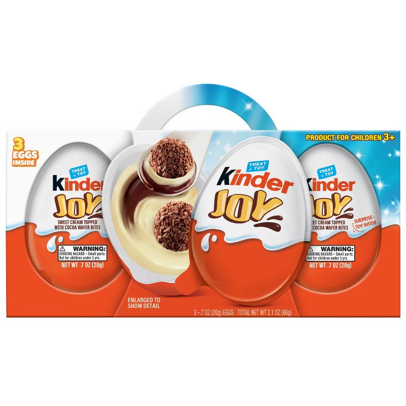 Kinder Joy Sweet Cream Topped with Cocoa Wafer Bites Chocolate Treat + Toy - 2.1oz/3pk, 1 of 12