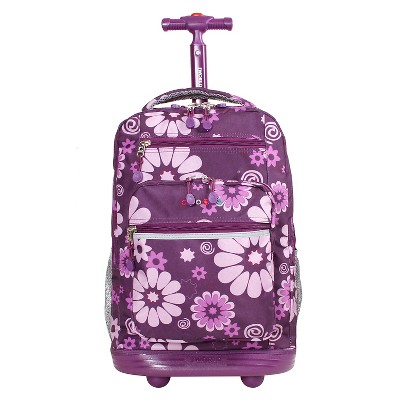 'J World 20'' Sundance Rolling Backpack with Laptop Sleeve - Purple, Girl's, Size: Small'