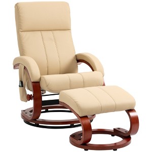HOMCOM Recliner Chair with Ottoman, Electric Faux Leather Swivel Reclining Chair with 10 Vibration Points, 5 Massage Mode, Remote Control - 1 of 4