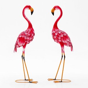 Costway 2-Piece Metal Crane/Flamingo Garden Statue Sculpture Set Outdoor Yard Lawn Decoration - 1 of 4