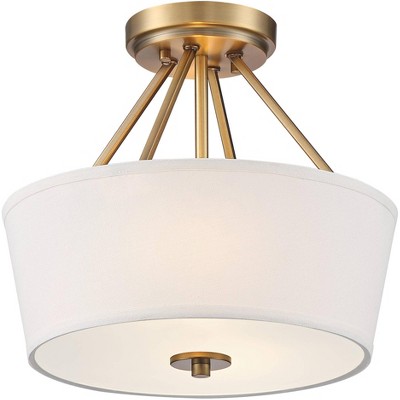 Stiffel 13" Wide Conner Warm Brass Drum Ceiling Light