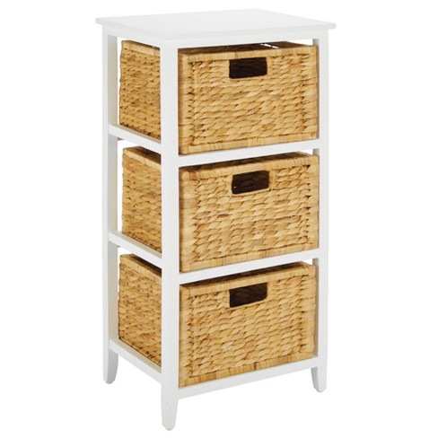 Mdesign Wood Three Drawer Side Table And Basket Storage Unit : Target