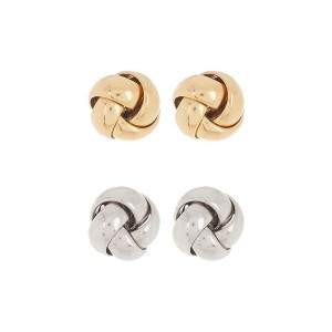 Adornia 14k Gold Plated and Rhodium Plated Knot Stud Set - 1 of 2