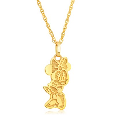 Disney Minnie Mouse Womens 10KT Yellow Gold Pendant Necklace, 18''