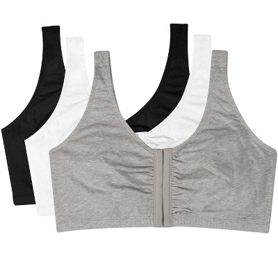 Fruit of the Loom Women's Tank Style Cotton Sports Bra 3-Pack Mint  Chip/White/Grey Heather 40