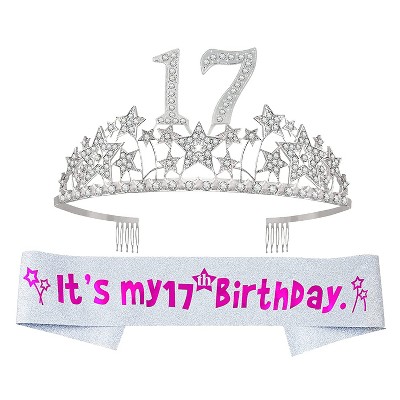 17th Birthday Gifts,17th Birthday Tiara,17 & Fabulous Sash,17th Birthday  Crown for Girls, 17th Bday Gift for Girl,17 Year Old Girl Gift Ideas,17th