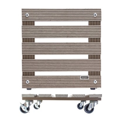 Taupe 11.4" Square Wood Plastic Composite Plant Caddy