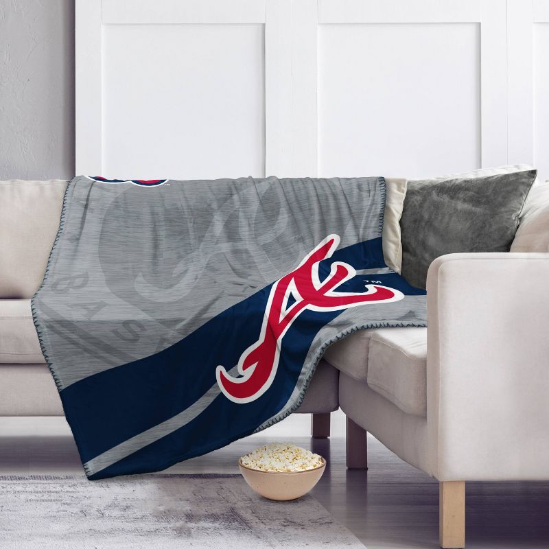 MLB Atlanta Braves Corner Logo Faux Shearling Blanket, 2 of 4