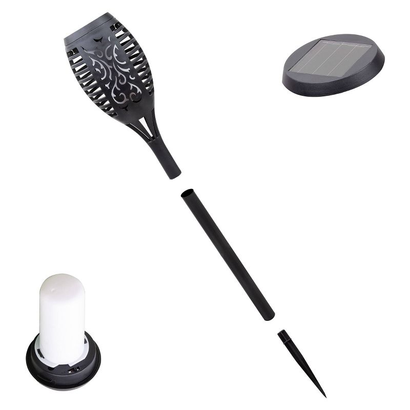 Set of 6 Outdoor Solar Powered Pathway LED Torch Light Stakes Black - Alpine Corporation, 6 of 8