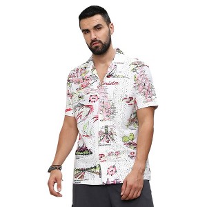 Campus Sutra Men Men's Chalk White:Blush Pink Maps Shirt - 1 of 3