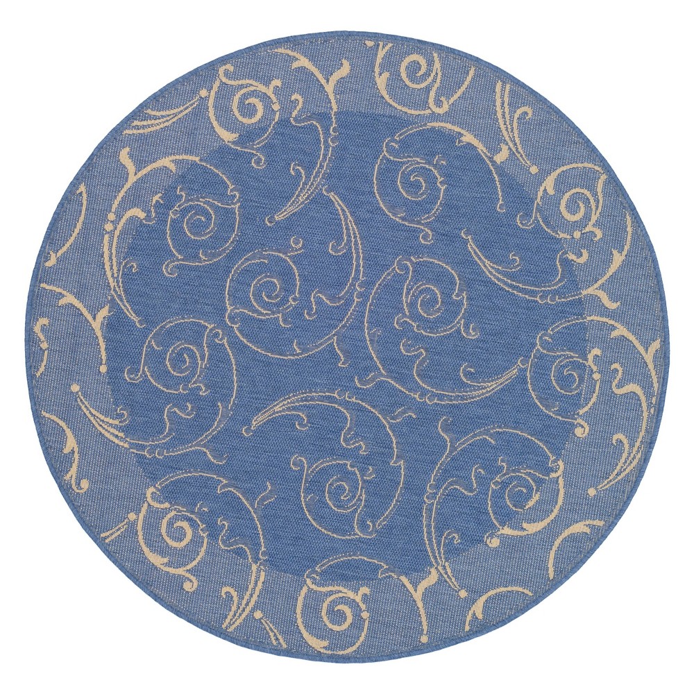 7'10in Round Pembrokeshire Outdoor Rug Blue/Natural - Safavieh