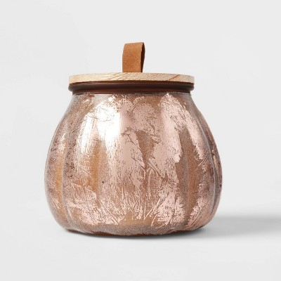 15oz Lidded Pumpkin Glass Jar Gingersnap Spice Honey Orange Candle - Threshold™