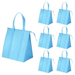 Unique Bargains Non-Woven Thermal Insulation Zippered Reusable Grocery Bags 6 Pack - 1 of 3