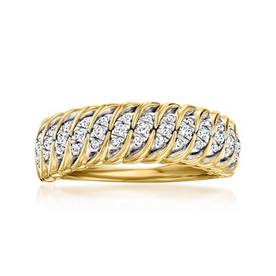 Ross-Simons 0.50 ct. t.w. Diamond Croissant Ring in 18kt Gold Over Sterling