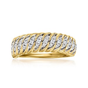 Ross-Simons 0.50 ct. t.w. Diamond Croissant Ring in 18kt Gold Over Sterling - 1 of 4