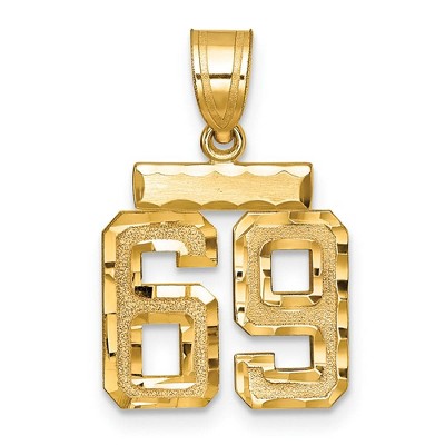 Black Bow Jewelry 14k Yellow Gold, Varsity Collection, Small D/C Pendant Number 69
