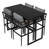 CAVINAS 5 Piece Patio Furniture Set Wrought Iron Outdoor Table Set Acacia Wood Patio Furniture with 4 Chairs for Garden - 2 of 4