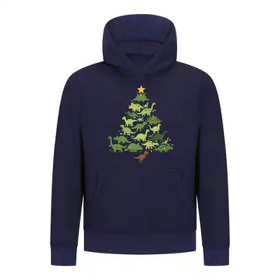 Everyday Kids Christmas Collection Dinosaur Tree Boys Pullover Hoodie – Holiday Sweatshirt